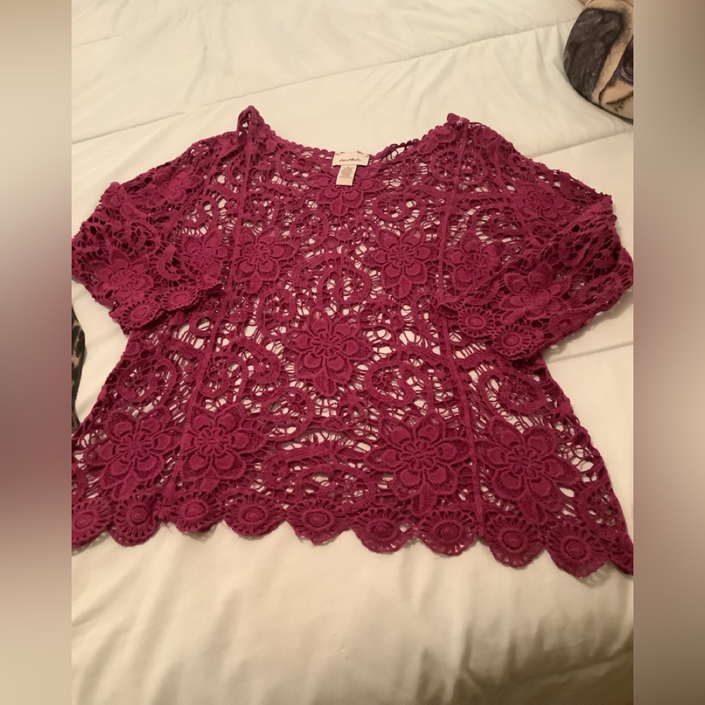LEMODA croch sweater wine colored size XL nice over camisole sexy look